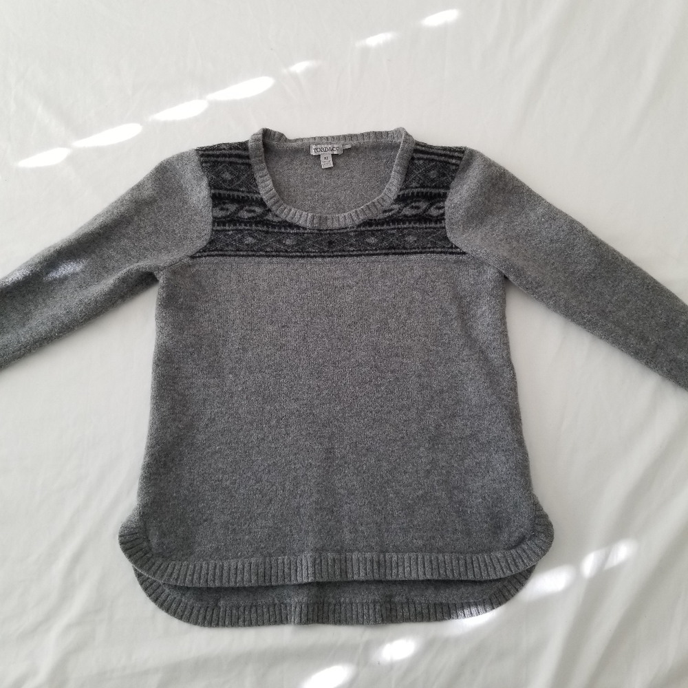 Toad&Co 100% LampsWool Girl Crew Neck Sweater Pullover Gray Charcoal Size M